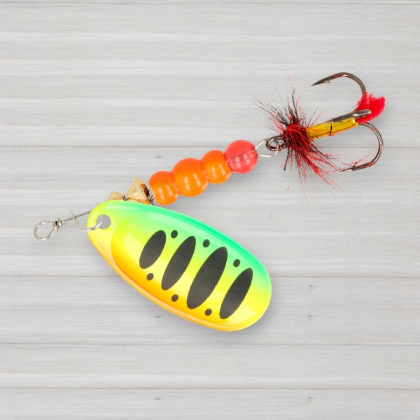 Блешня обертова ZEOX Dominator № 4, 9г, колір 015 Fluo Tiger-Black Dot